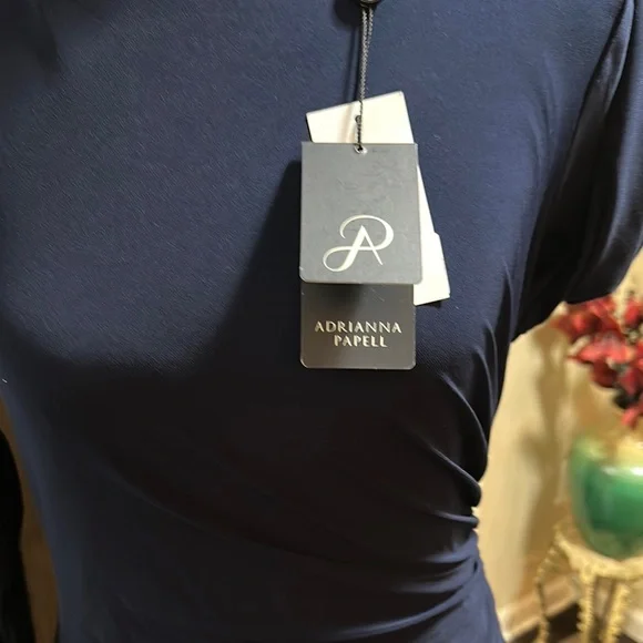 Elegant Navy Blue Long Sleeve Dress - Picture 6 of 16